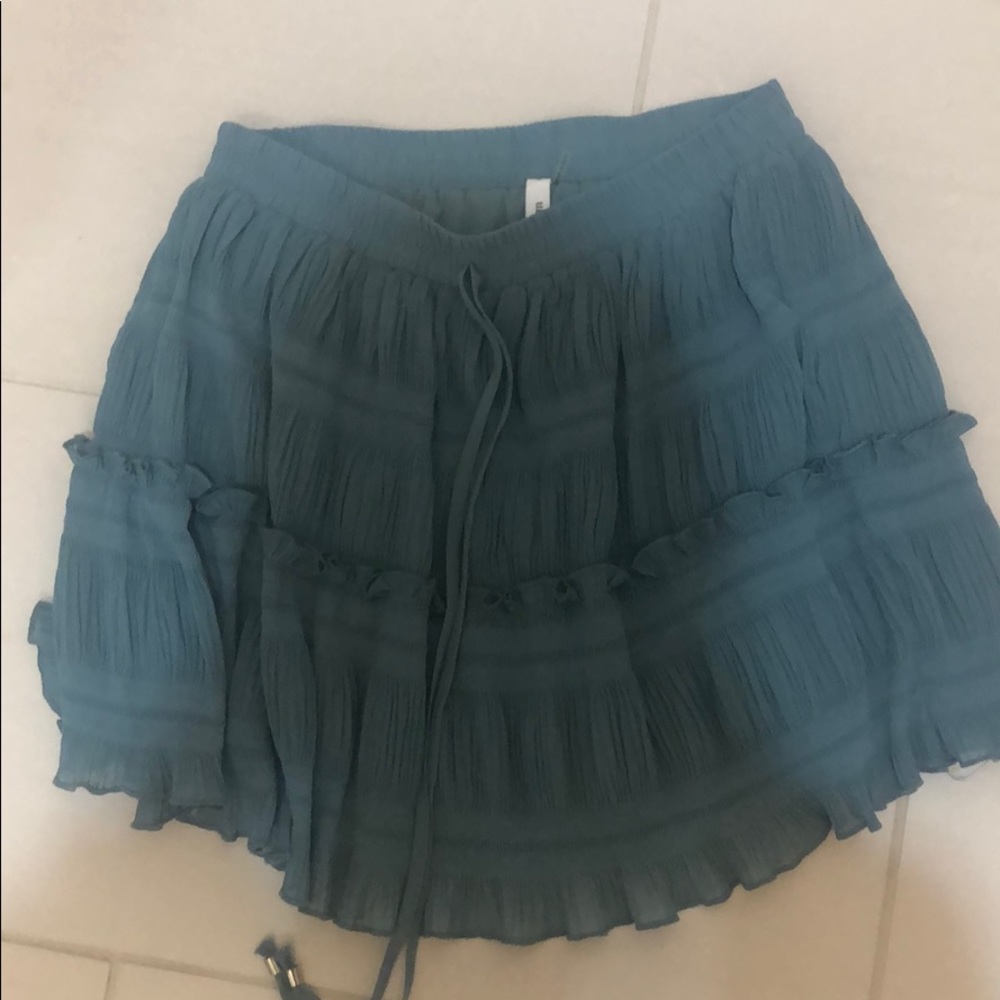 Turquoise mini flow skirt